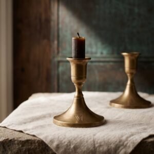 Brass Candlestick, pair in solid brass