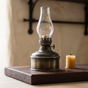 Oil Lamp in brass and glass