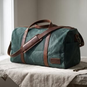 Weekender Duffel in waxed canvas and leather