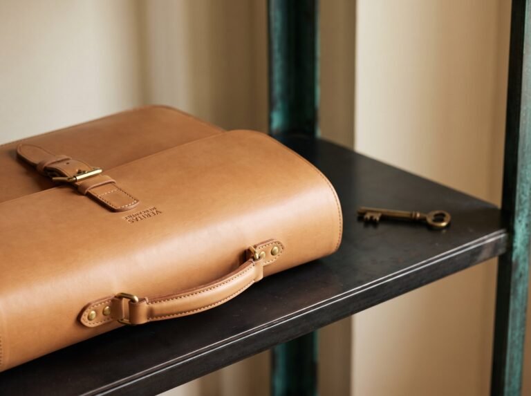 Briefcase in bridle leather