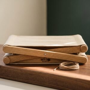 Camp Stool in white oak and canvas