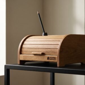 Roll-Top Desk Organiser in white oak