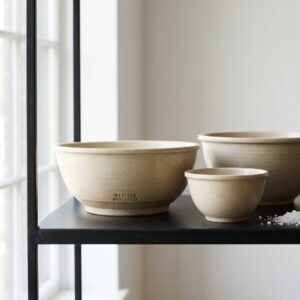 Stoneware Mixing Bowls, set of three in glazed stoneware