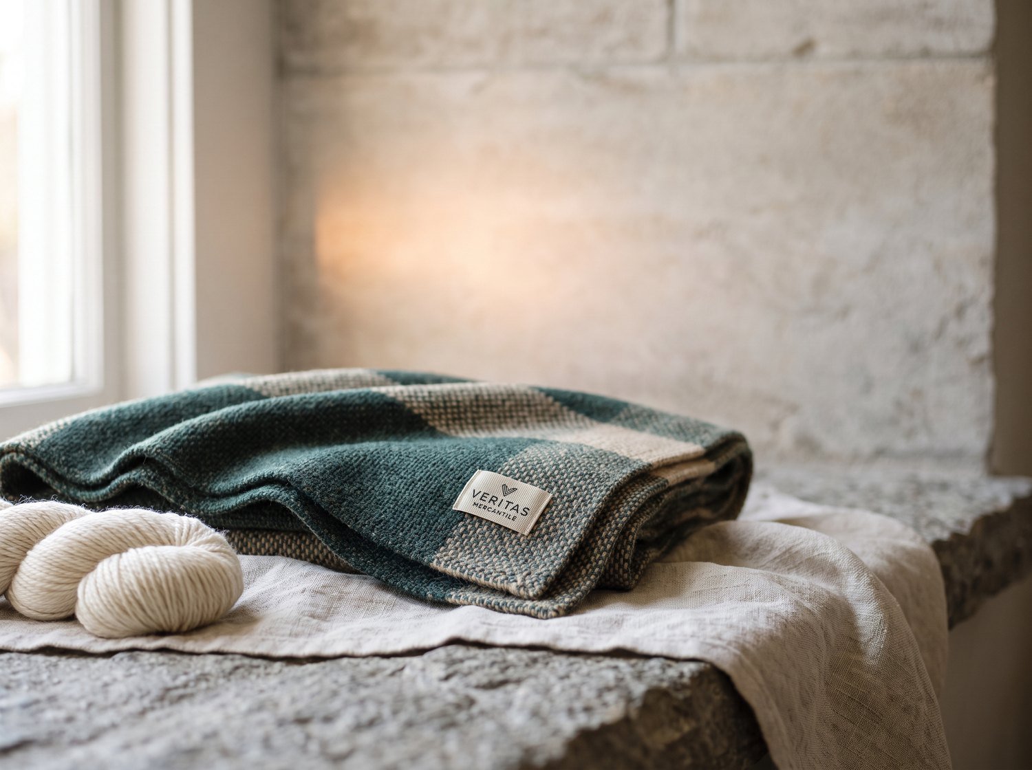 Wool Throw Blanket in woven wool