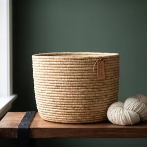 Woven Floor Basket in coiled seagrass