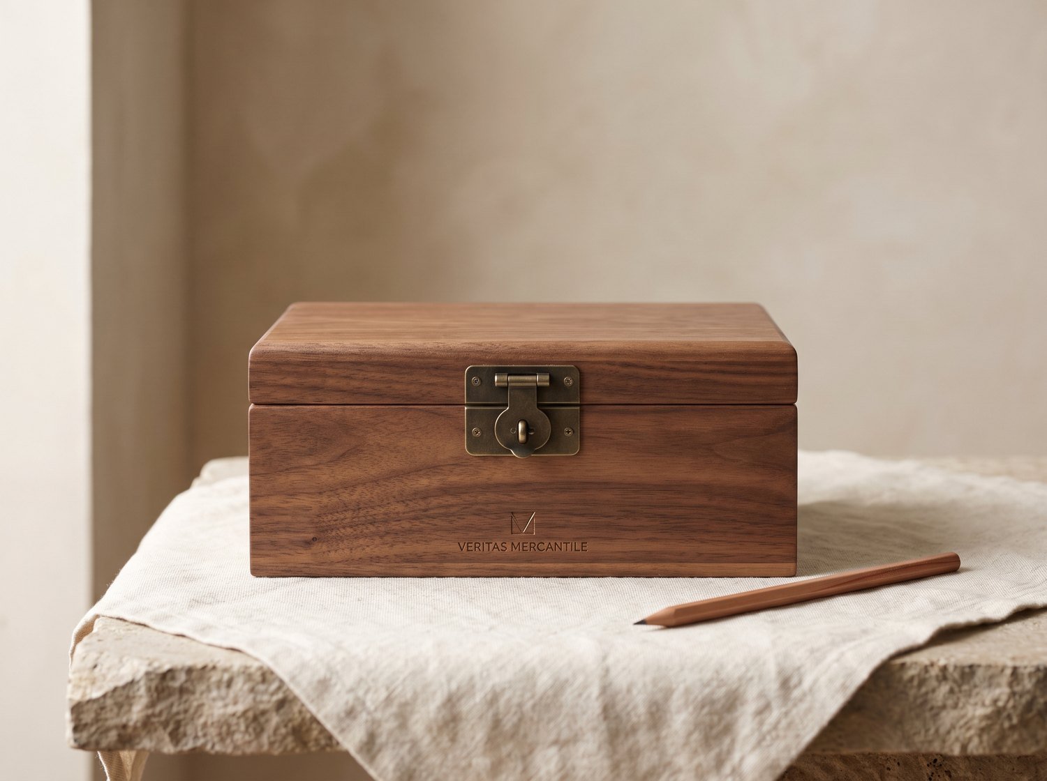Writing Box in walnut and brass